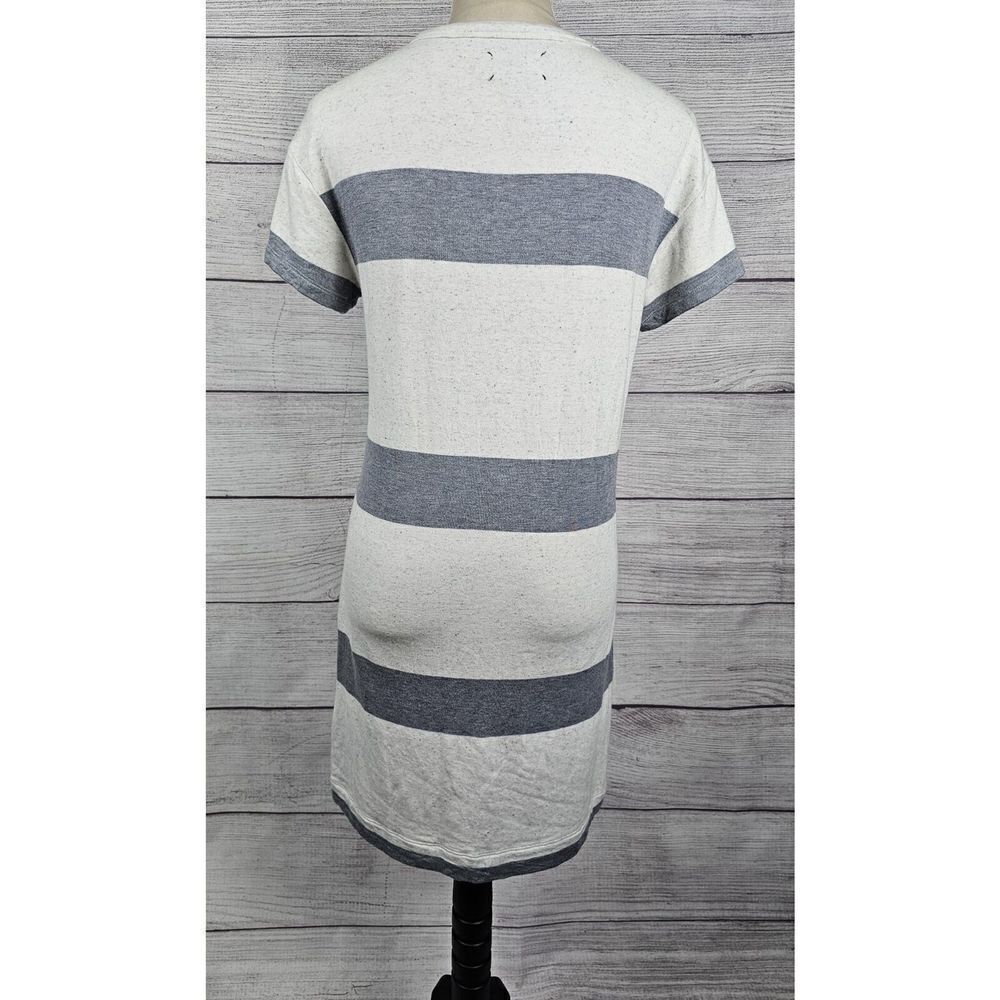 Lou & Grey Soft Striped Tee Shirt Dress Grey and Off White Size Small - Picture 4 of 8